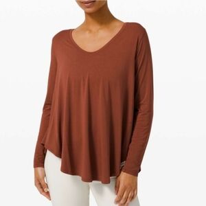 Lululemon Up for Down Time Ancient Copper Long Sleeve Shirt Yoga Stretch Size 8